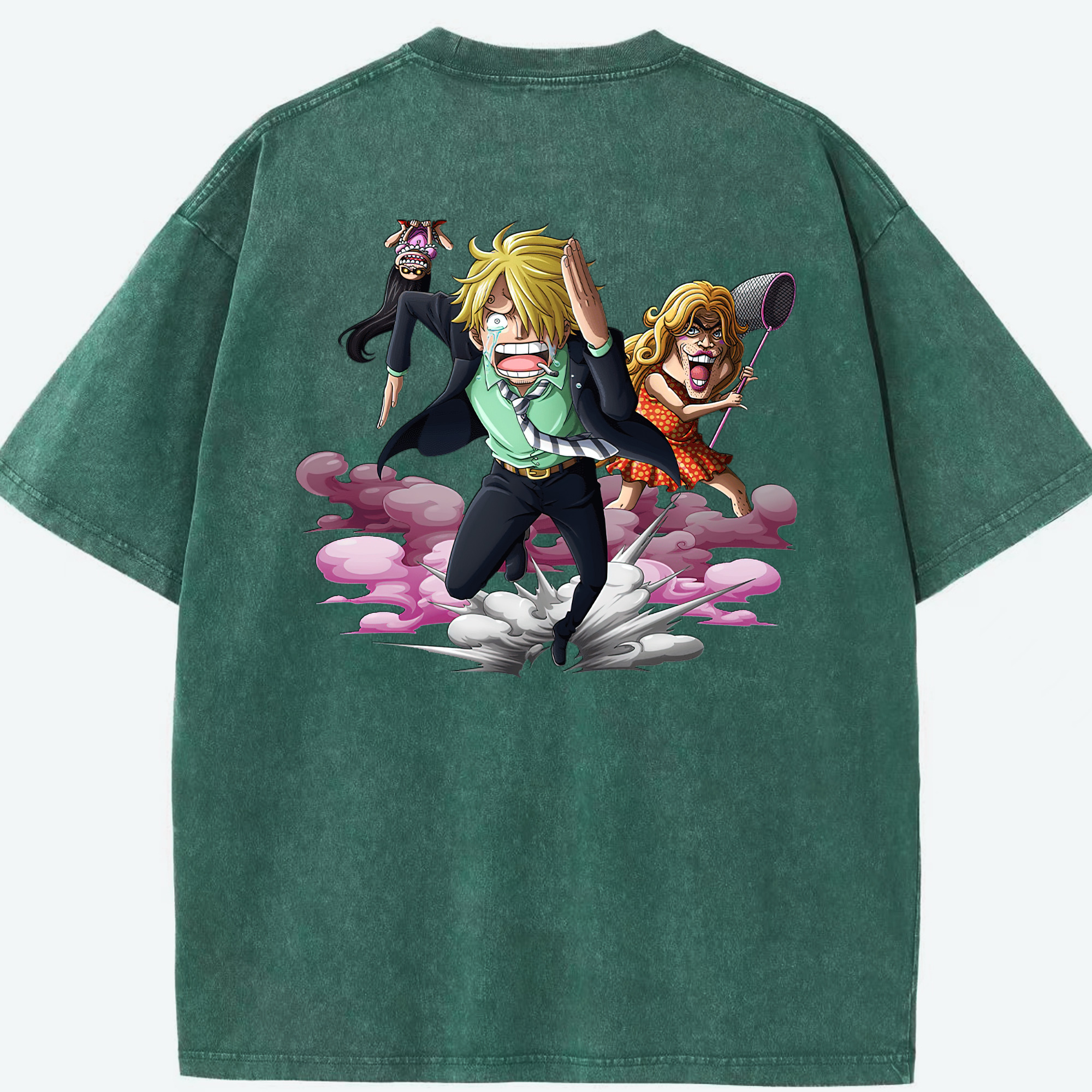 ワンピース サンジ ONE PIECE Sanji 綿100% ヴィンテージ風 半袖Tシャツ（背面プリント）